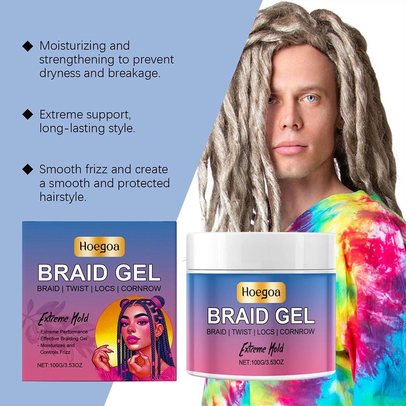 Braid Gel with Extra Hold, High Shine for Twists, Locs, Braids & Edges Control, Smooths Frizz, Edge No Flake, Long Lasting for Braids, Locks, Twists, Cornrows - Image 2